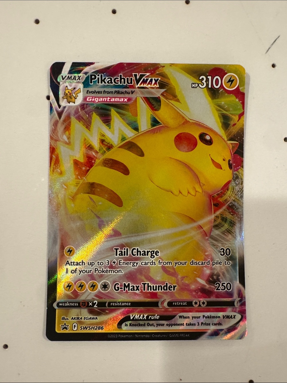 Pokemon Pikachu VMAX Gigantamax Card - Yellow, Red, Green